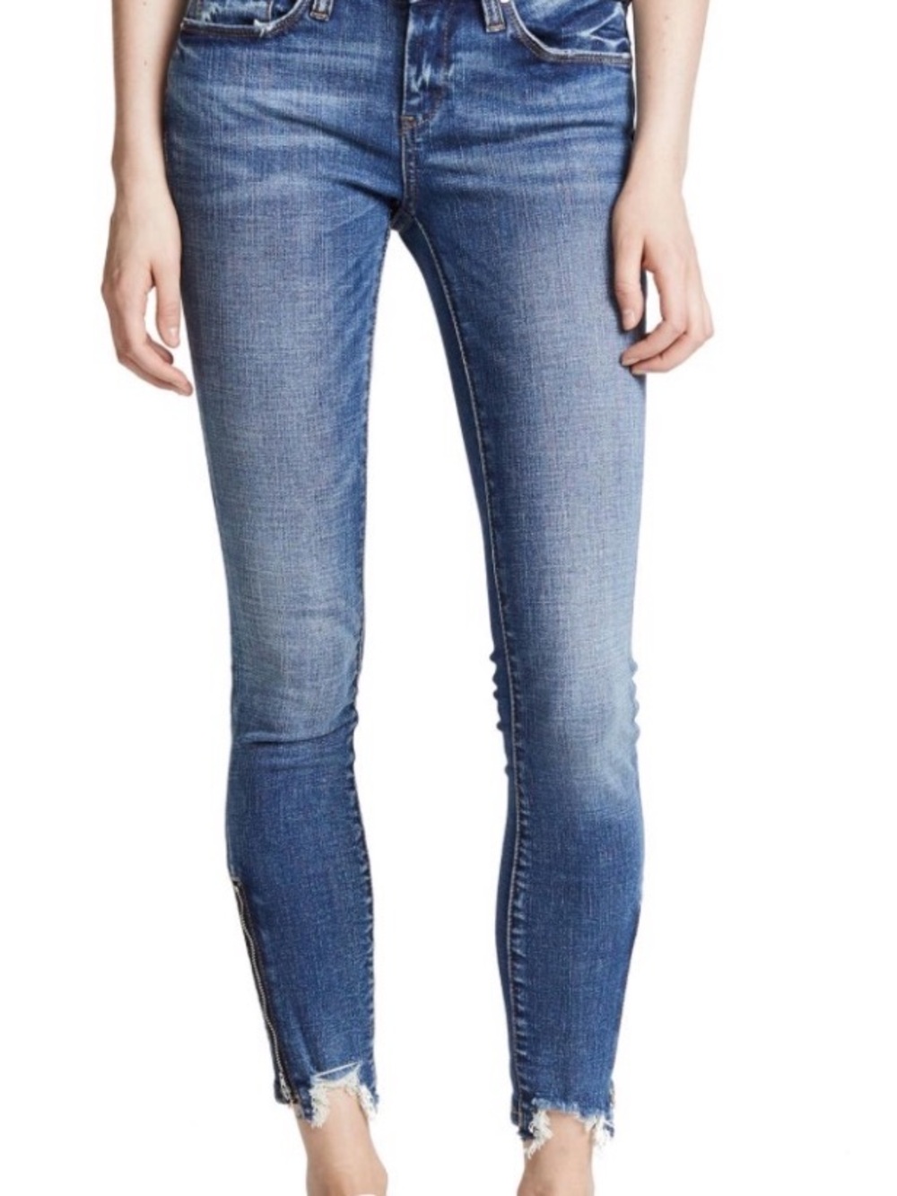 PAIGE Dark Blue Distressed Skinny Jeans